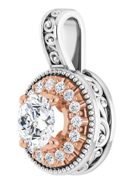 14K White/Rose Gold 1/2 CTW Natural Diamond Halo-Style Pendant