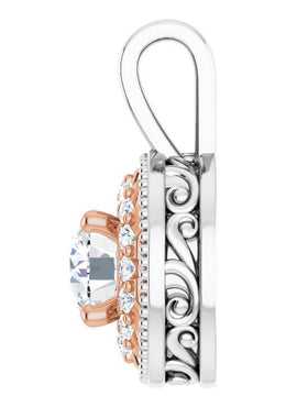 14K White/Rose Gold 1/2 CTW Natural Diamond Halo-Style Pendant