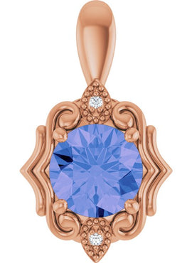14K White Gold Natural Tanzanite & .01 CTW Natural Diamond Pendant