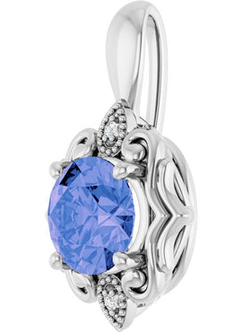 14K White Gold Natural Tanzanite & .01 CTW Natural Diamond Pendant