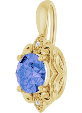 14K White Gold Natural Tanzanite & .01 CTW Natural Diamond Pendant