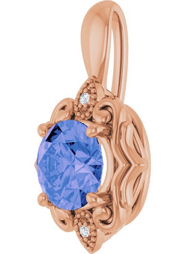 14K White Gold Natural Tanzanite & .01 CTW Natural Diamond Pendant
