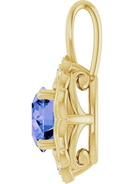 14K White Gold Natural Tanzanite & .01 CTW Natural Diamond Pendant