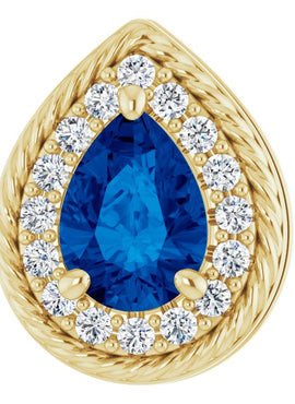 14K Yellow Gold Natural Blue Sapphire & 1/8 CTW Natural Diamond Pendant