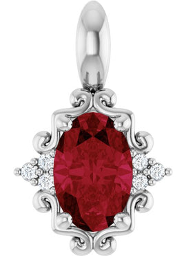 14K Yellow Gold Natural Ruby & .015 CTW Natural Diamond Pendant