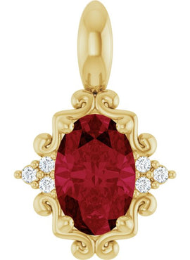 14K Yellow Gold Natural Ruby & .015 CTW Natural Diamond Pendant