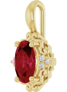 14K Yellow Gold Natural Ruby & .015 CTW Natural Diamond Pendant