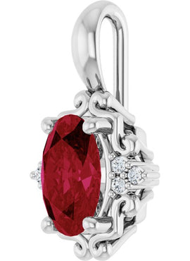 14K Yellow Gold Natural Ruby & .015 CTW Natural Diamond Pendant
