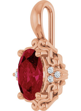 14K Yellow Gold Natural Ruby & .015 CTW Natural Diamond Pendant