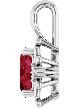 14K Yellow Gold Natural Ruby & .015 CTW Natural Diamond Pendant