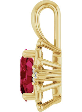 14K Yellow Gold Natural Ruby & .015 CTW Natural Diamond Pendant
