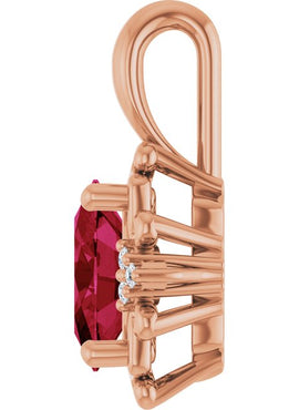 14K Yellow Gold Natural Ruby & .015 CTW Natural Diamond Pendant