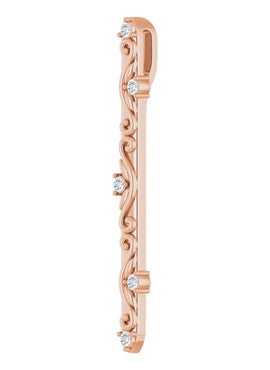 14K White Gold .07 CTW Natural Diamond Vintage-Inspired Vertical Bar Pendant