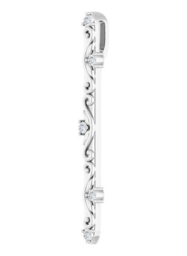 14K White Gold .07 CTW Natural Diamond Vintage-Inspired Vertical Bar Pendant