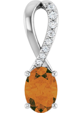 14K Yellow Gold Natural Citrine & .04 CTW Natural Diamond Pendant