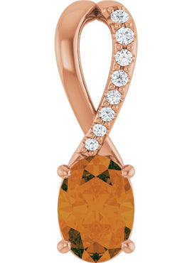 14K Yellow Gold Natural Citrine & .04 CTW Natural Diamond Pendant