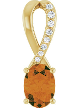 14K Yellow Gold Natural Citrine & .04 CTW Natural Diamond Pendant