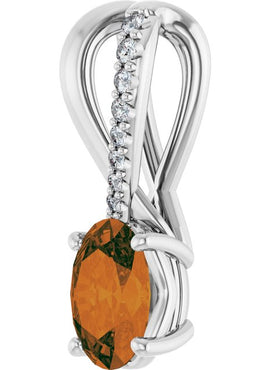 14K Yellow Gold Natural Citrine & .04 CTW Natural Diamond Pendant