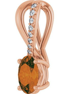 14K Yellow Gold Natural Citrine & .04 CTW Natural Diamond Pendant