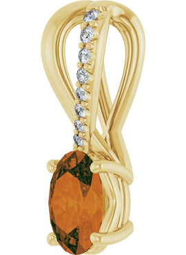 14K Yellow Gold Natural Citrine & .04 CTW Natural Diamond Pendant