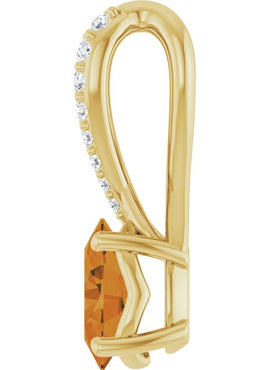 14K Yellow Gold Natural Citrine & .04 CTW Natural Diamond Pendant