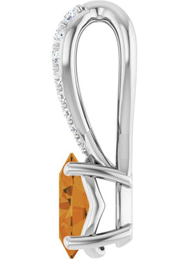 14K Yellow Gold Natural Citrine & .04 CTW Natural Diamond Pendant