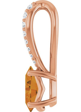14K Yellow Gold Natural Citrine & .04 CTW Natural Diamond Pendant