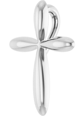 14K White Gold 14.65x11.2 mm Cross Pendant