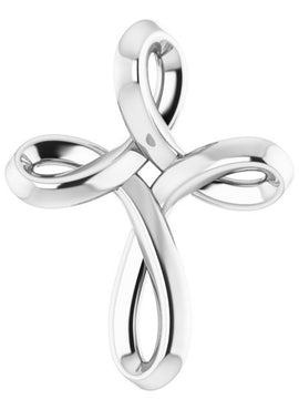 14K White Gold Youth Cross Pendant