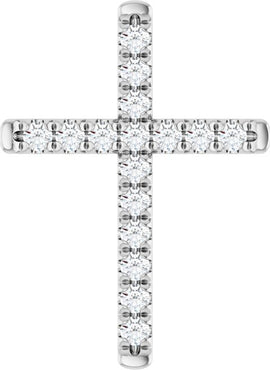 14K White Gold 1/2 CTW Natural Diamond French-Set Cross Pendant