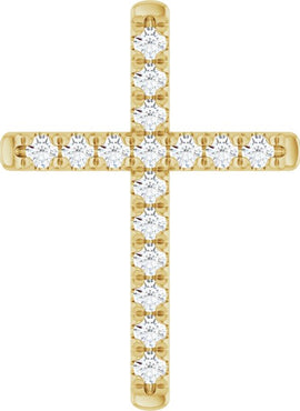 14K White Gold 1/2 CTW Natural Diamond French-Set Cross Pendant