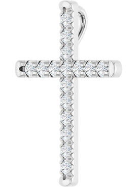 14K White Gold 1/2 CTW Natural Diamond French-Set Cross Pendant