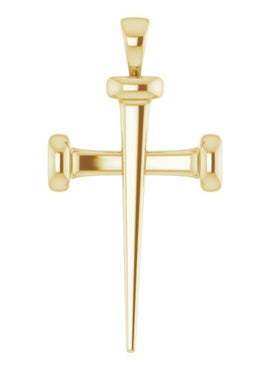 14K Rose Gold 	28x14.71 mm Nail Cross Pendant