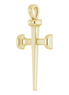14K Rose Gold 	28x14.71 mm Nail Cross Pendant
