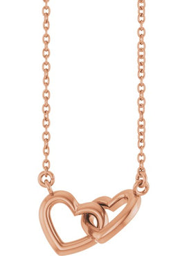 14K Rose Gold Interlocking Heart 16