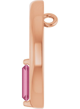 14K Yellow Gold Natural Pink Tourmaline Circle Pendant