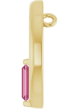 14K Yellow Gold Natural Pink Tourmaline Circle Pendant