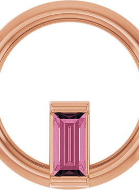 14K Yellow Gold Natural Pink Tourmaline Circle Pendant