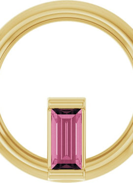 14K Yellow Gold Natural Pink Tourmaline Circle Pendant