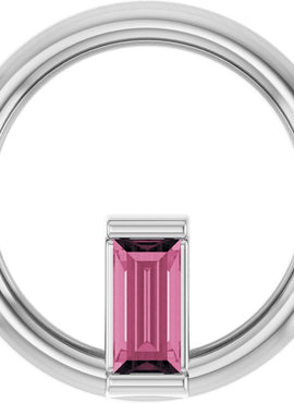 14K Yellow Gold Natural Pink Tourmaline Circle Pendant