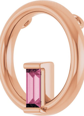 14K Yellow Gold Natural Pink Tourmaline Circle Pendant