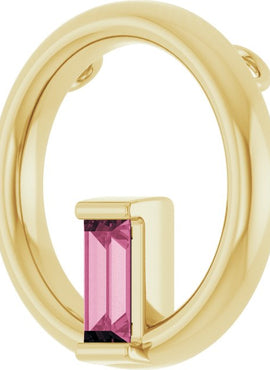14K Yellow Gold Natural Pink Tourmaline Circle Pendant