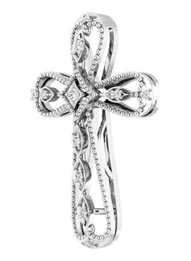 14K White Gold .05 CTW Natural Diamond Cross Pendant