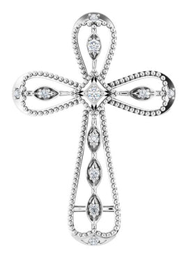 14K White Gold .05 CTW Natural Diamond Cross Pendant