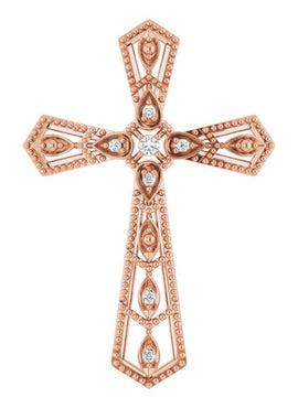 14K Yellow Gold .025 CTW Natural Diamond Cross Pendant