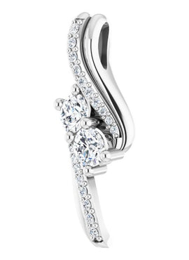 14K White Gold 5/8 CTW Natural Diamond Two-Stone Pendant