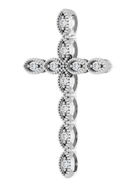 14K White Gold 1/10 CTW Natural Diamond Cross Pendant