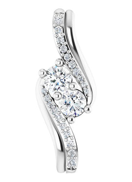 14K White Gold 5/8 CTW Natural Diamond Two-Stone Pendant