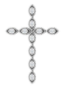 14K White Gold 1/10 CTW Natural Diamond Cross Pendant
