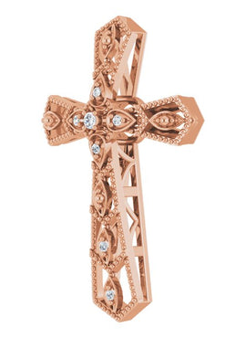 14K Yellow Gold .025 CTW Natural Diamond Cross Pendant